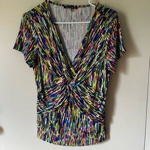 Cable & Gauge Colorful V-Neck Blouse